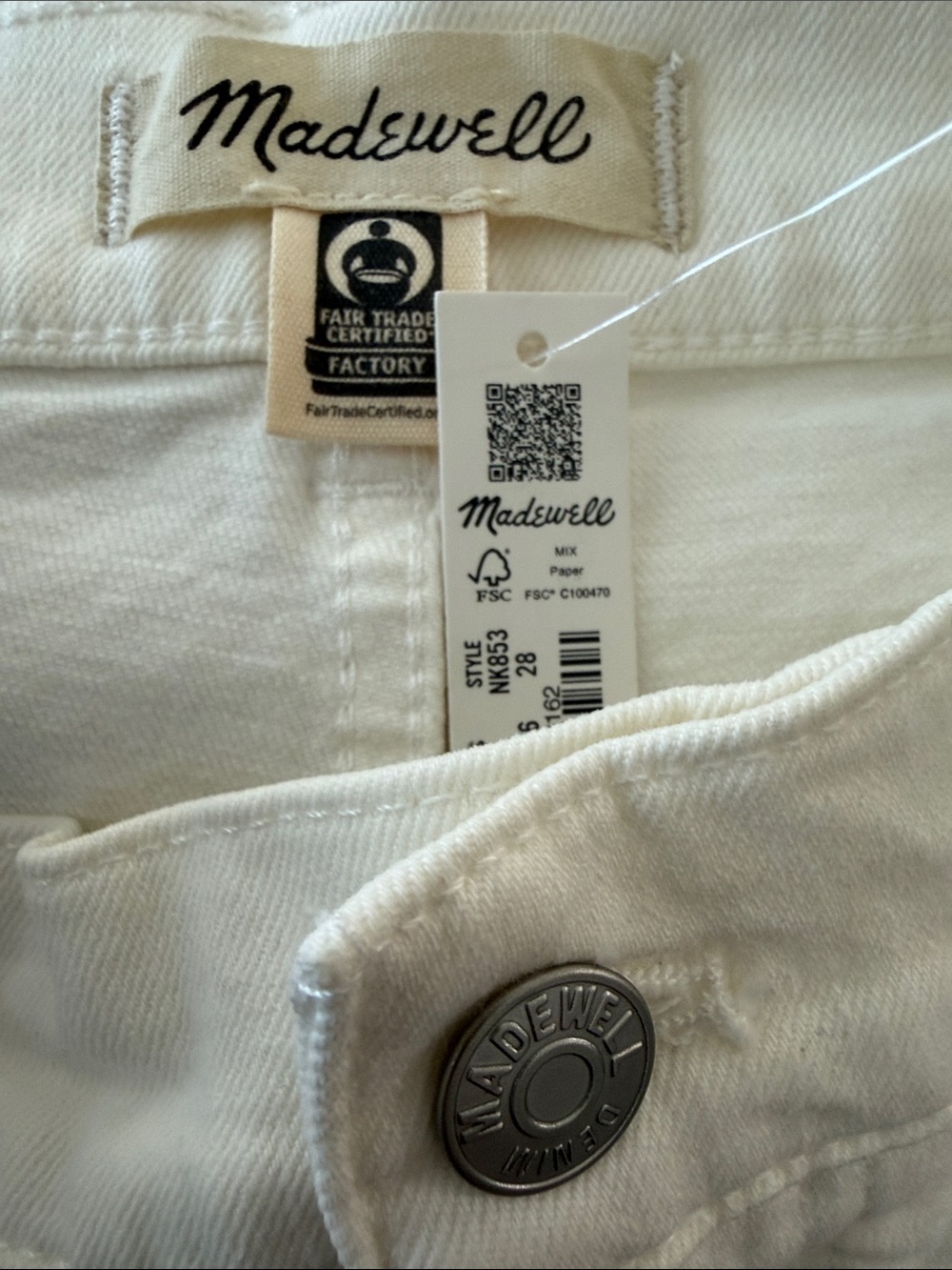 Madewell High-Rise Cream Denim Shorts - Picture 2 of 5